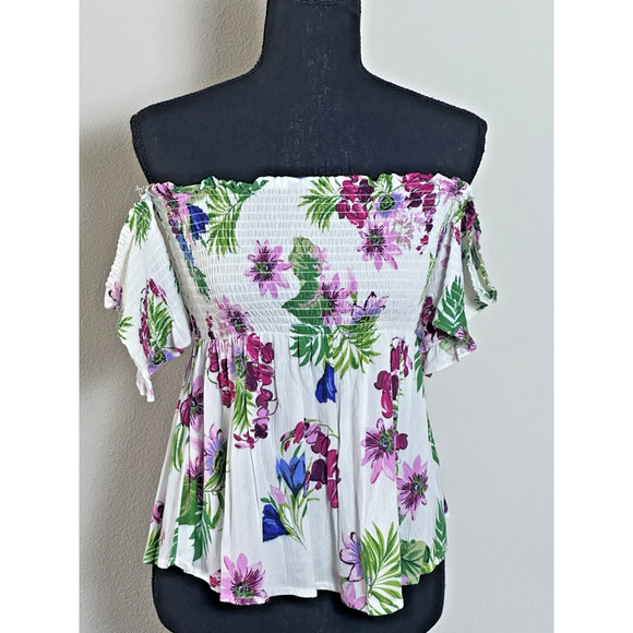 Ambience Women’s Top White Floral off The Shoulder Tub Y2K Top Size (L) - Picture 16 of 16